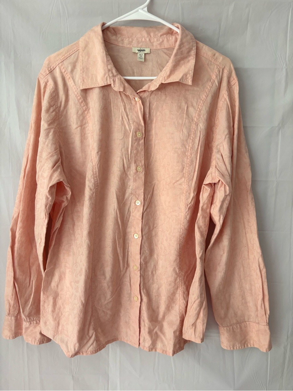 NWOT J. Jill Peach Button-Down Linen Cotton Shirt SZ XLT